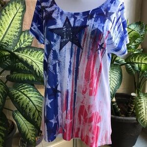 Red, white, and blue patriotic top
